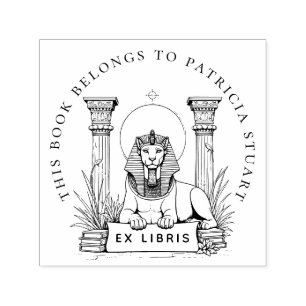 Carimbo Auto Entintado Nome Personalizado Esfinge Egípcio Ex Libris Stamp