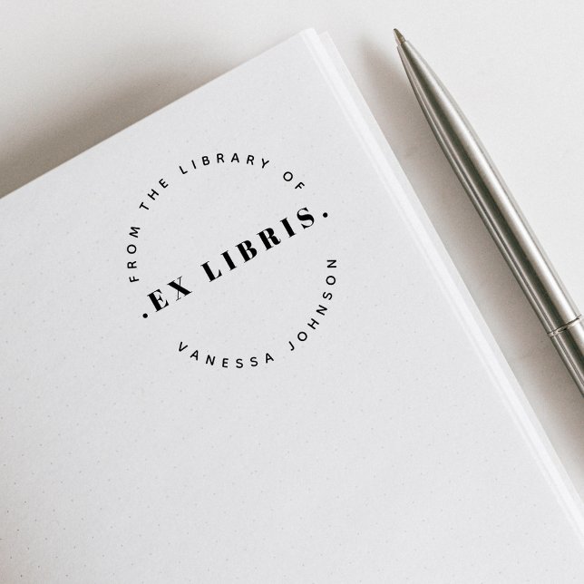 Carimbo Auto Entintado Nome Personalizado Mínimo Retroativo Moderno Ex Li (Criador carregado)