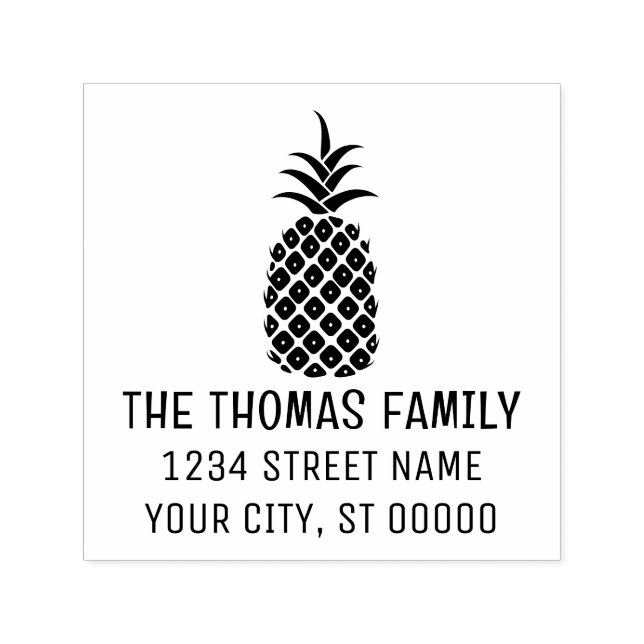 Carimbo Auto Entintado Nome personalizado nº 11 do abacaxi Elegante Ender (Design)