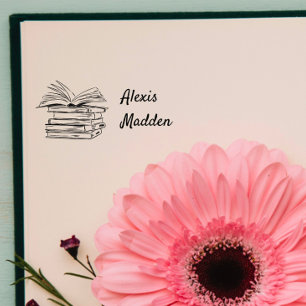 Carimbo Auto Entintado Nome Personalizado Rustic Livro de Biblioteca