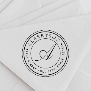 Carimbo Auto Entintado Nome redondo do endereço do remetente do monogram