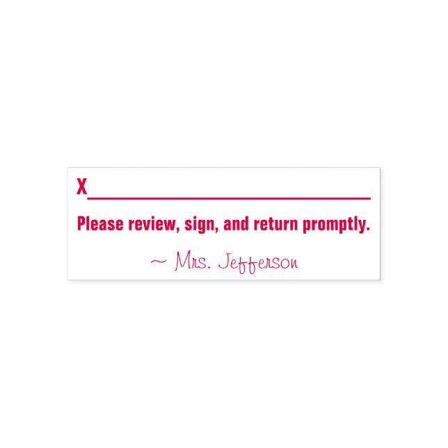 Carimbo Auto Entintado Nome + "Revise, assine e devolva prontamente" (Design)