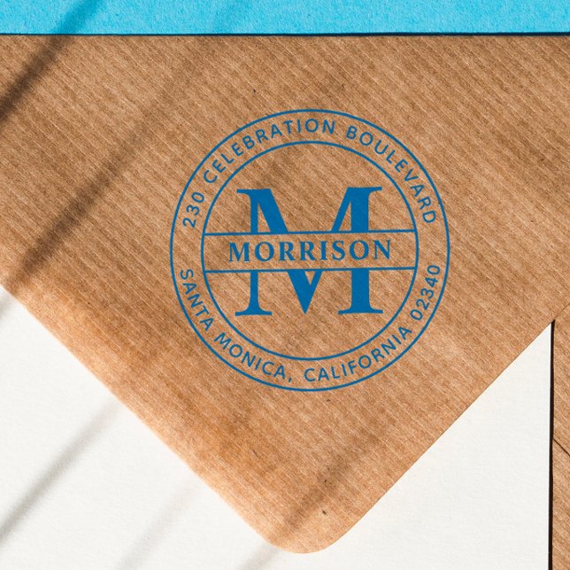 Carimbo Auto Entintado Nome simples da família Monograma e endereço de de (Rubber Stamp Mock-up)