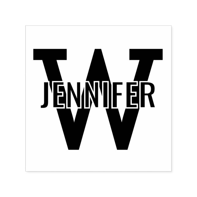 Carimbo Auto Entintado Nome Sobre Simples Solteiro Negrito Monograma Inic (Design)