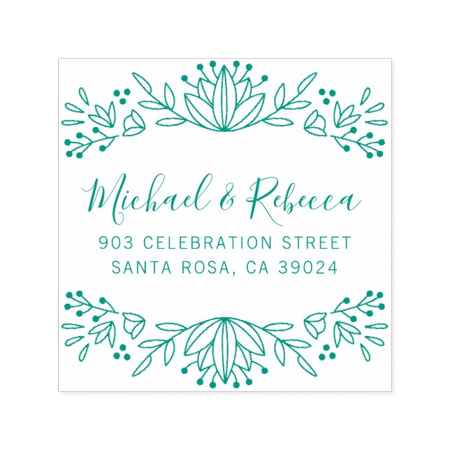 Carimbo Auto Entintado Nomes de caligrafia Verde Endereço de Devolução de (Design)