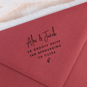 Carimbo Auto Entintado Nomes de Casais Sparkle do Groovy e Endereço de Re