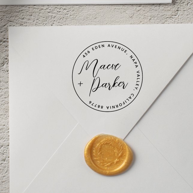 Carimbo Auto Entintado Nomes de Casamento de Caligrafia e Endereço de Ret (Rubber Stamp Mock-up)