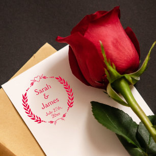 Carimbo Auto Entintado Nomes de recém-casados personalizados e data de ca