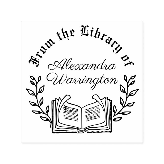 Carimbo Auto Entintado Nomes de Script de Biblioteca #3 e do Livro (Design)