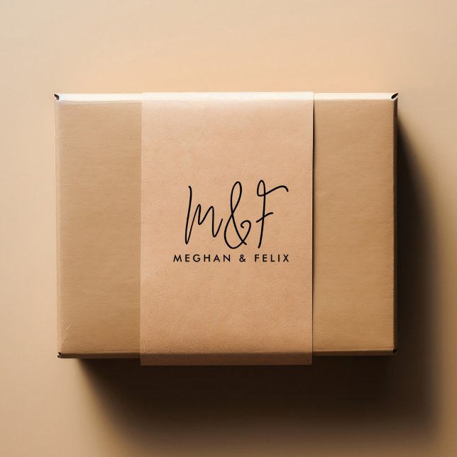 Carimbo Auto Entintado Nomes de Script Moderno do Monograma de Casamento (Criador carregado)