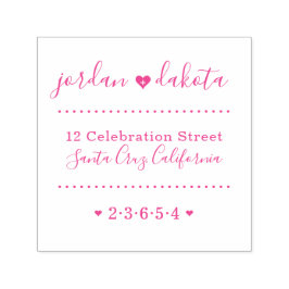 Carimbo Auto Entintado Nomes Personalizados de Corações de Casamento Ende