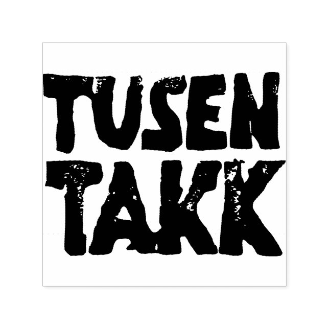 Carimbo Auto Entintado Norueguês "Obrigado", Preto e Branco Lino Cortado (Design)