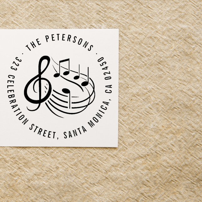 Carimbo Auto Entintado Notas de Música Modernas Nome de Arredondar e Ende (Criador carregado)