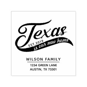 Carimbo Auto Entintado Nova casa no Texas Return Address Rubber Stamp