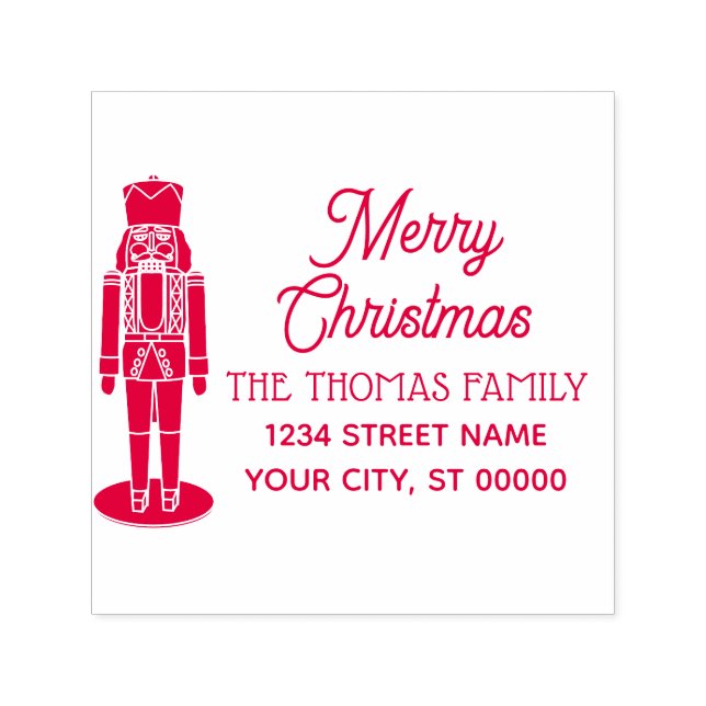 Carimbo Auto Entintado Nutcracker nº 2 Merry Christmas Name Endereço de d (Design)