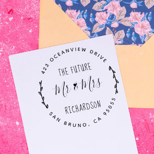 Carimbo Auto Entintado O futuro Sr. e Sra.   Casamento Rústico Desenho De