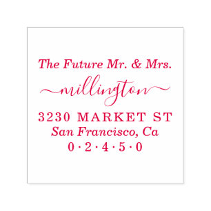 Carimbo Auto Entintado O futuro Sr. & Sra. Script Endereço de Devoluçã