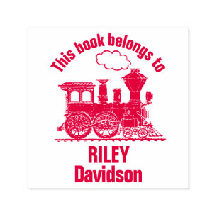 Carimbo Auto Entintado O nome do trem do vapor caçoa o selo de bibliotec