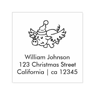 Carimbo Auto Entintado O Porco de Natal Voador