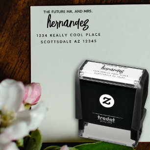 Carimbo Auto Entintado O Sr. e a Sra. Endereço de Regresso de Casamento P