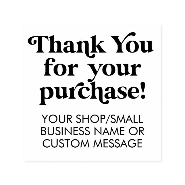 Carimbo Auto Entintado Obrigado pela sua compra Personalizada para Pequen (Design)