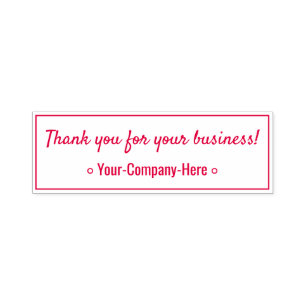 Carimbo Auto Entintado "Obrigado pela sua empresa!" & Nome da empresa
