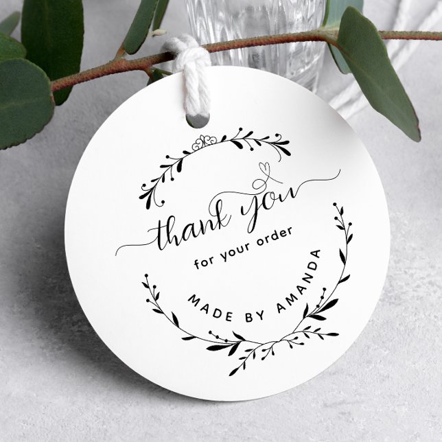 Carimbo Auto Entintado Obrigado Pelo Seu Pedido Laurel Leaf Rubber Stamp (Criador carregado)