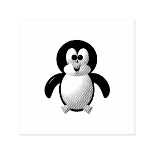 Carimbo Auto Entintado Olhar fofo de pinguim animado em 3-D