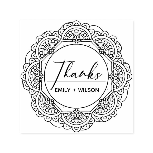 CARIMBO AUTO ENTINTADO ORNAMENTADO CLASSY MANDALA PERSONALIZADO SCRIPT OB (Design)