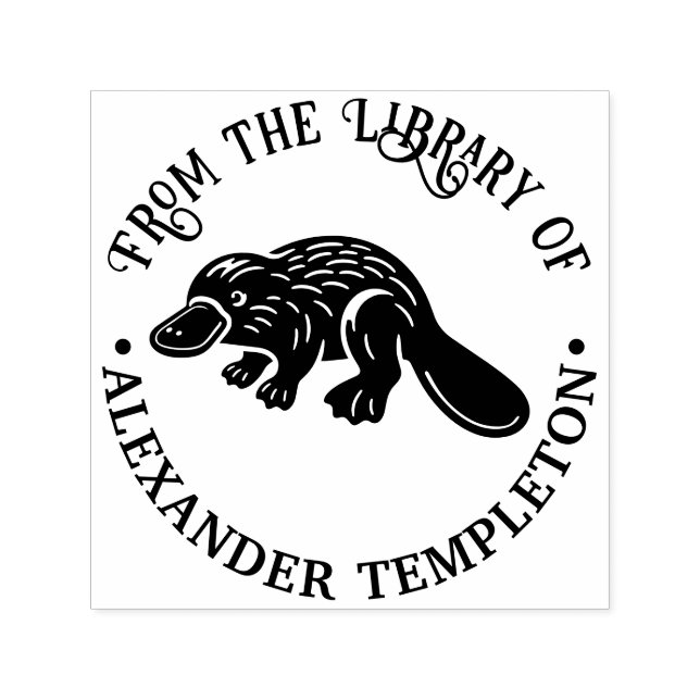 Carimbo Auto Entintado Ornitorrinco #2P Nome do Livro da Biblioteca (Design)