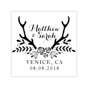 Carimbo Auto Entintado Os Antlers do hipster que Wedding o selo, salvar a