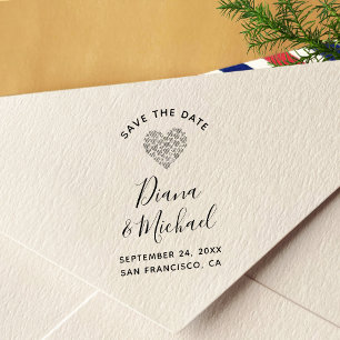 Carimbo Auto Entintado Os corações bonitos SALVAR a caligrafia da DATA