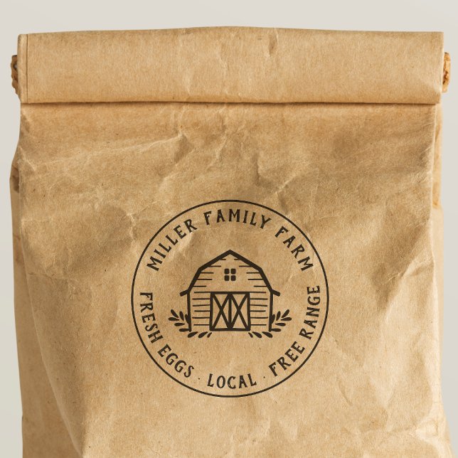 Carimbo Auto Entintado Ovo Arredondado Personalizado Da Fazenda Da Famíli (Rubber Stamp Mock-up)