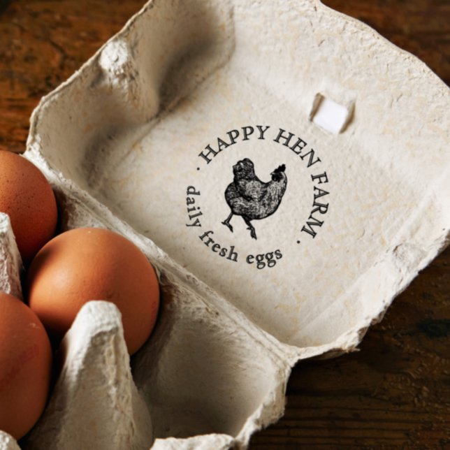 Carimbo Auto Entintado Ovo De Fazenda De Negócios Da Família Hen Retirada (Rubber Stamp Mock-up)