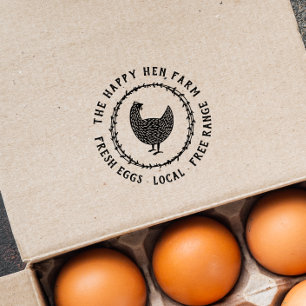 Carimbo Auto Entintado Ovo Personalizado de Fazenda de Frango Moderna Rú