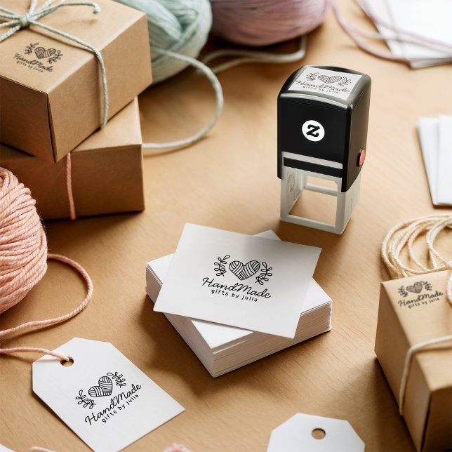 Carimbo Auto Entintado Pacote Comercial de Logotipo Feito pelo Coração Ru (Rustic Love Heart Handmade Logo Business Packaging)