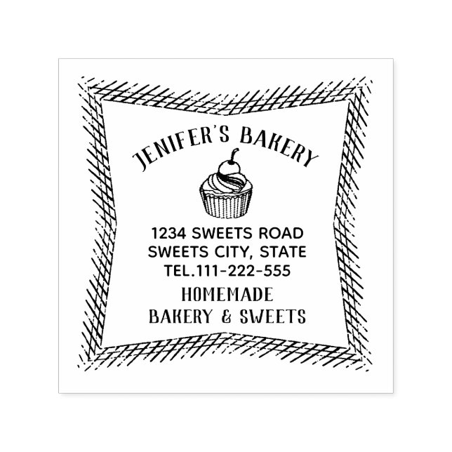 Carimbo Auto Entintado Padaria elegante do cupcake Vintage (Design)