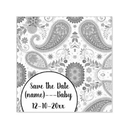 Carimbo Auto Entintado Padrão Floral Branco Paisley Boho Vibrante
