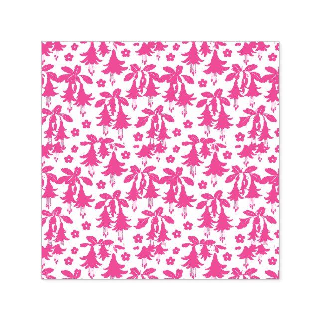 Carimbo Auto Entintado Padrão Floral Fuchsia Rosa – Botânica Retro (Design)