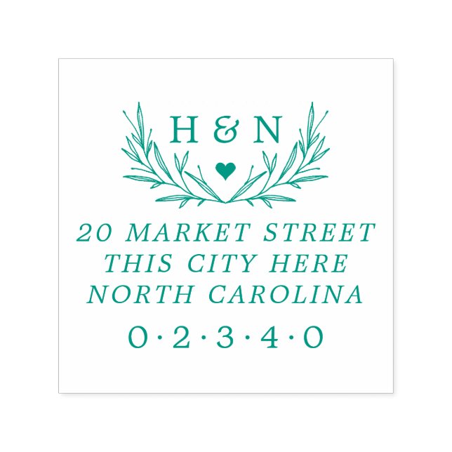 Carimbo Auto Entintado País Iniciais de Casamento Endereço de Retorno Bot (Design)