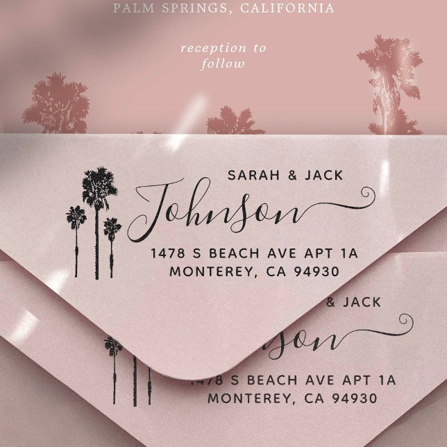 Carimbo Auto Entintado Palm Tree Romance Wedding Suite (Criador carregado)