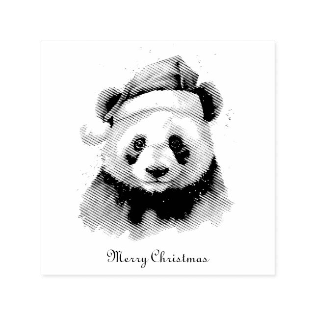 Carimbo Auto Entintado Panda de Natal, personalizável (Design)