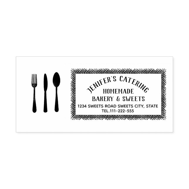 Carimbo Auto Entintado Panela de garfo de vintage (Design)