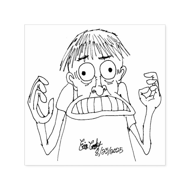 Carimbo Auto Entintado panicky cartoon character (Design)