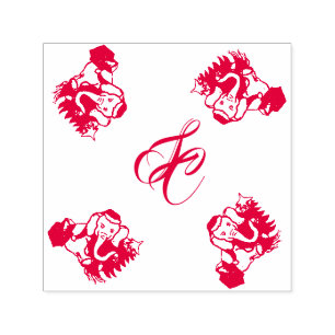 Carimbo Auto Entintado Papais noeis bonitos elefantes com Natal Monograma