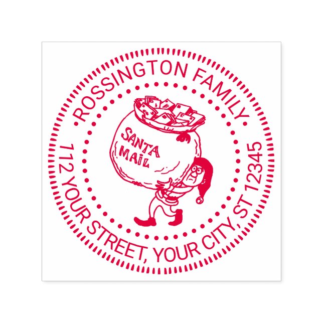 Carimbo Auto Entintado Papais noeis de Carregando Elf de Natal Endereço d (Design)