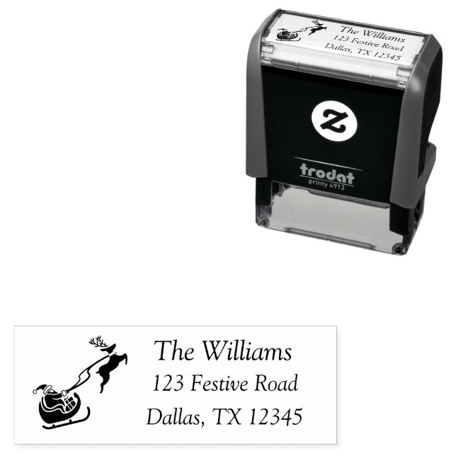 Carimbo Auto Entintado Papais noeis de Natal Reindeer Sleigh (In Situ)