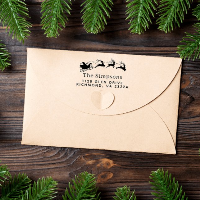 Carimbo Auto Entintado Papais noeis Feliz de Natal Reindeer Endereço de D (Criador carregado)