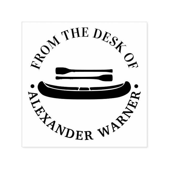 Carimbo Auto Entintado Papelaria "da mesa de" com Canoa e Remos (Design)