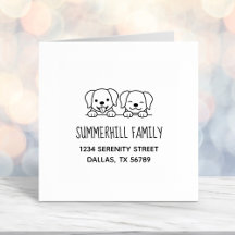 Par de Labrador Dogs Peeking Family Address